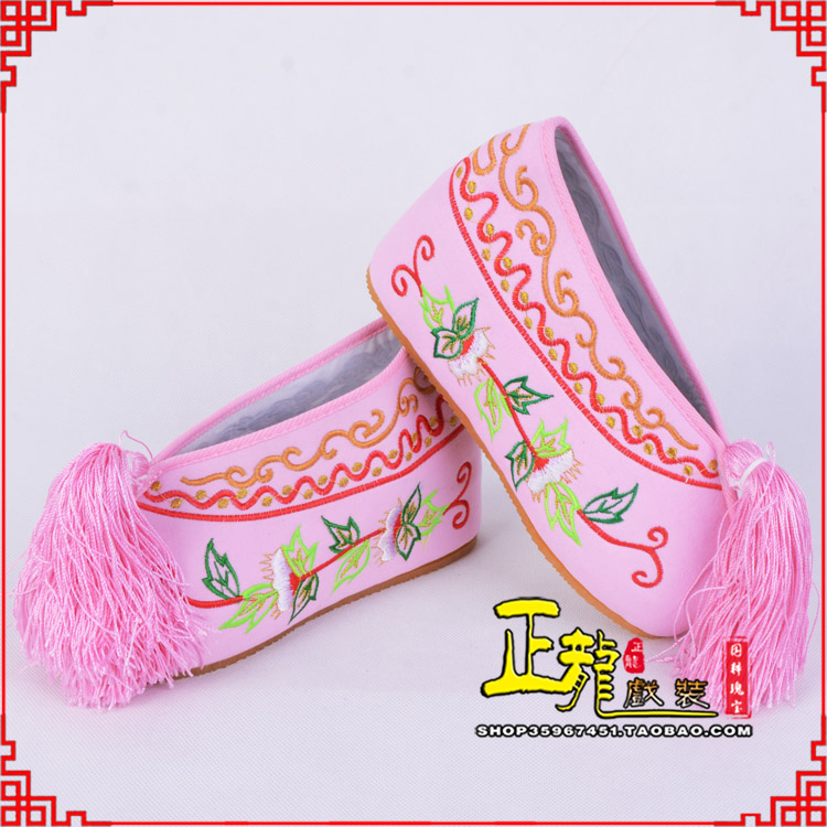 桐梓花旦鞋女绣花彩鞋 舒适款草花内高彩鞋