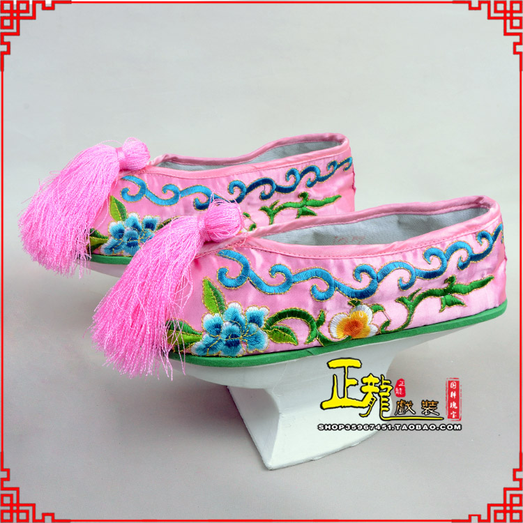 桐梓京越剧戏鞋花盆底清朝皇后贵妃宫女花盆底 旗鞋