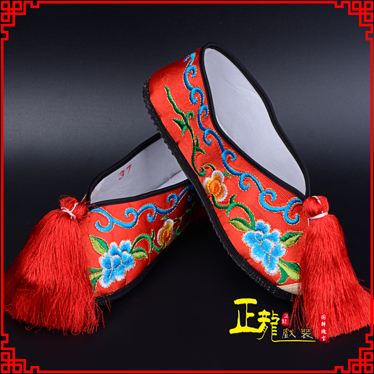 桐梓京剧越剧戏曲彩鞋花旦绣花 普平底彩鞋