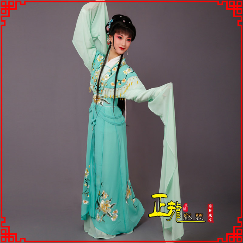 桐梓青衣水袖戏服演出服 云肩花旦衣